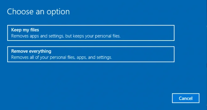Reset to factory settings